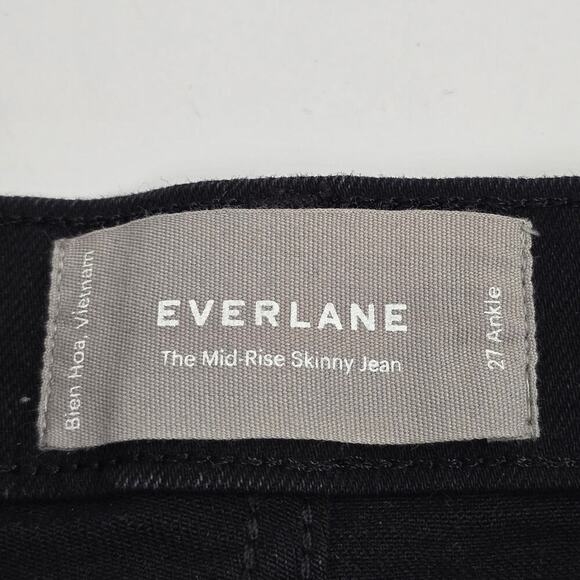 Everlane Mid Rise Skinny Jeans Black Size 27 Ankle Stretch Denim EUC - Picture 7 of 11